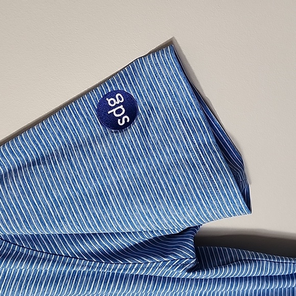 FootJoy FJ Polo Shirt Mens Medium Athletic Fit - Blue/White Stripe - Picture 4 of 5